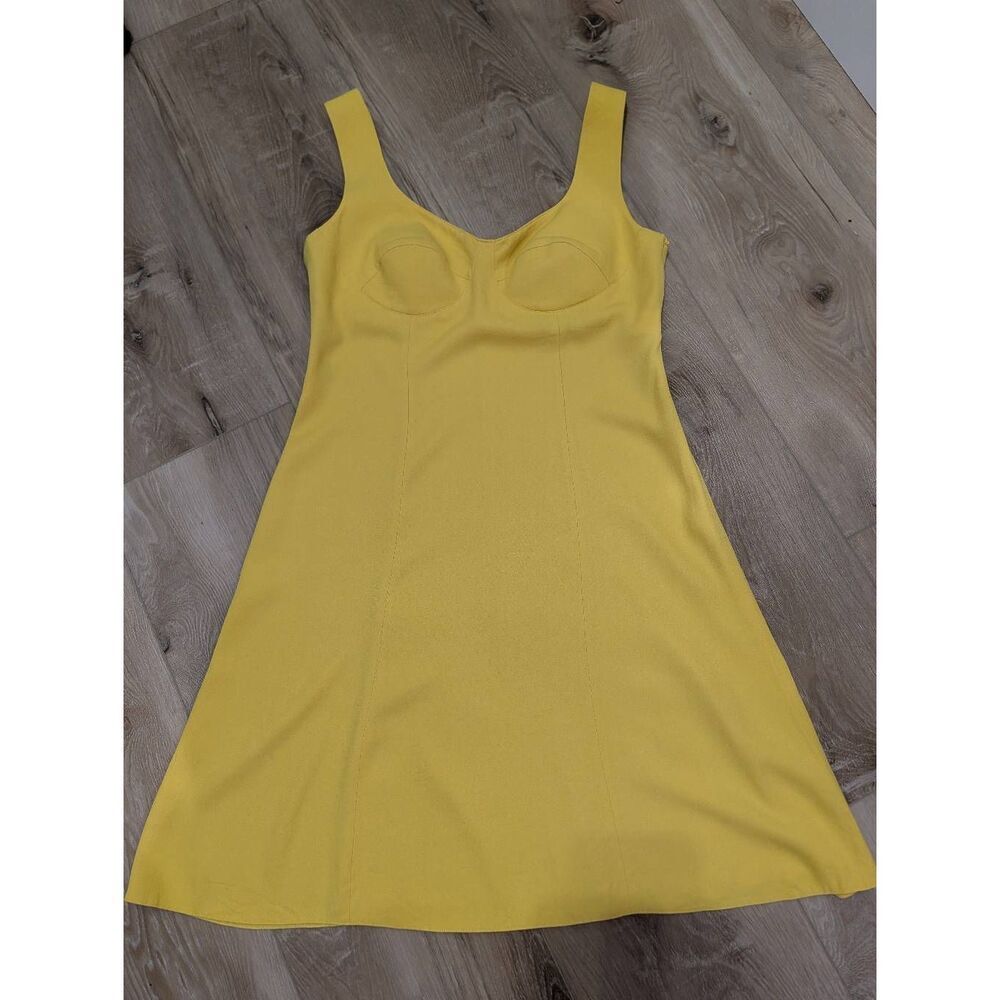 Vintage Jean Paul Yellow Fit & Flare Dress US 10 Medium European Bustier Mini